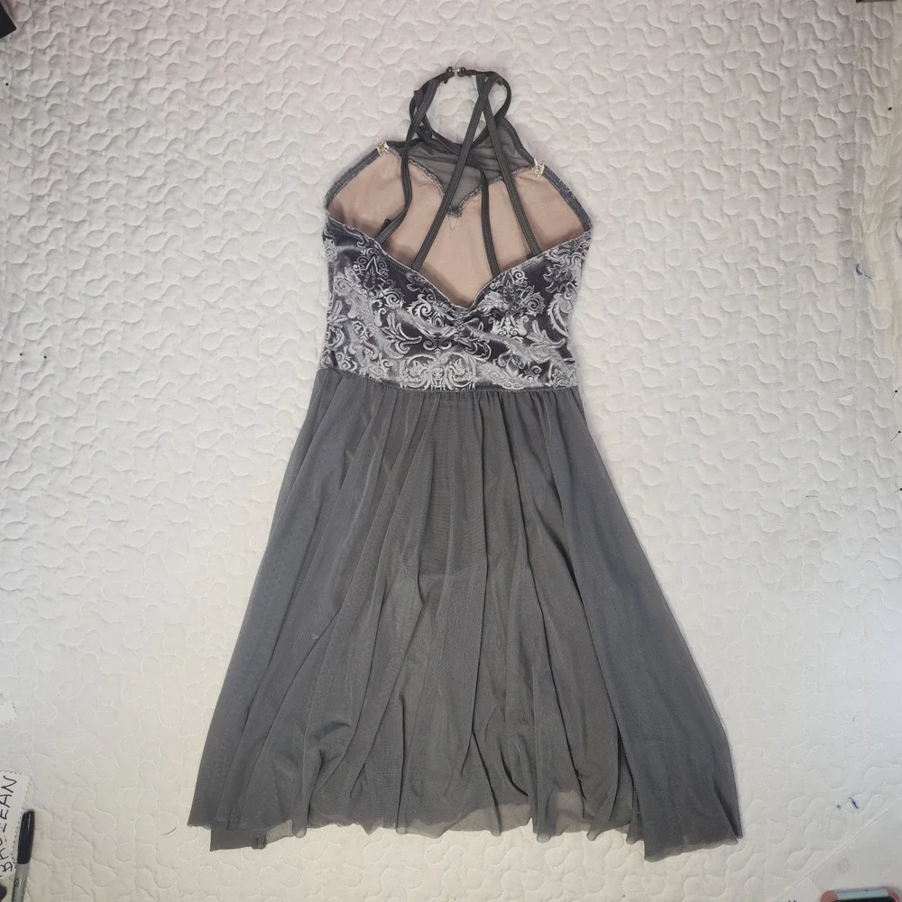 Child Medium Weissman Dance Costume Gray Velvet Tulle Skirt  Leotard  11460 MC